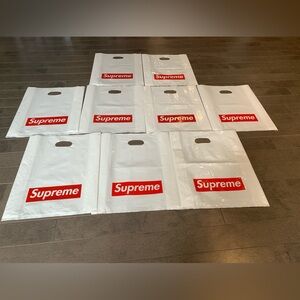 Set of 9 Supreme Medium Plastic Shopping Bags 16”x13” Authentic Red Box Logo